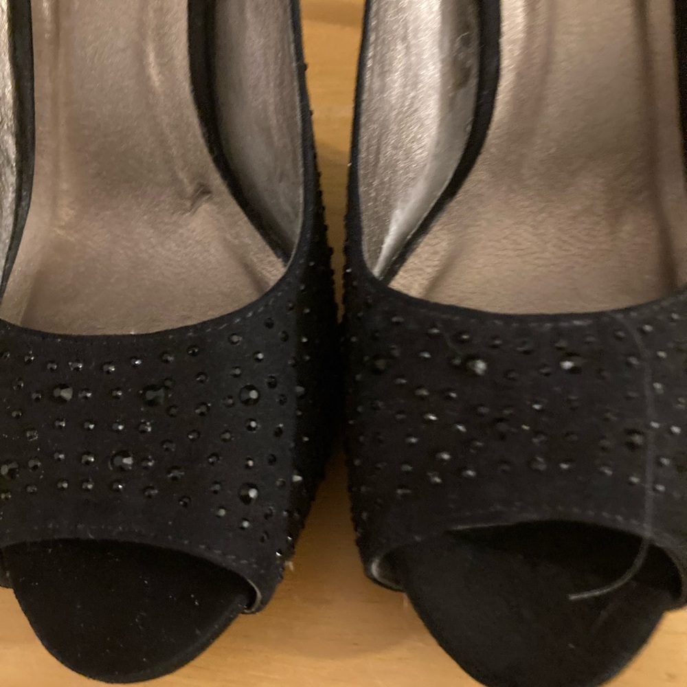 Elegant Black, Subtle Crystal Heels